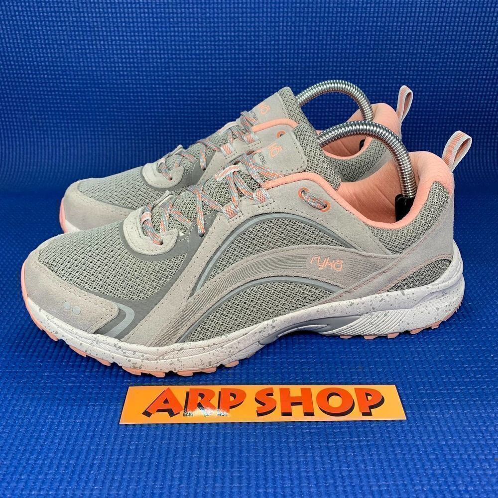 Ryka Sky Walk Trail Suede Women`s Size 10M - Grey/Pink Hiking Shoes Sneakers